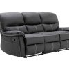 Sofa De 2 Ou 3 Lugares | Vente-unique Sofa De 3 Lugares Articulado Em Pele Sintetica Cor Preto - Canby