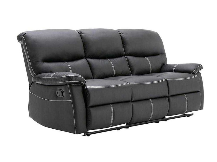 Sofa De 2 Ou 3 Lugares | Vente-unique Sofa De 3 Lugares Articulado Em Pele Sintetica Cor Preto - Canby