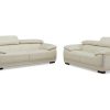 Conjunto De Sofa | Vente-unique Sofa De 3+2 Lugares Em Pele Marfim - Macelo