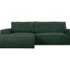 Promocoes Sofas & Poltronas | Vente-unique Sofa De Canto Convertivel Em Veludo Canelado Verde Abeto Amelia Da Pascal Morabito Canto Esquerdo