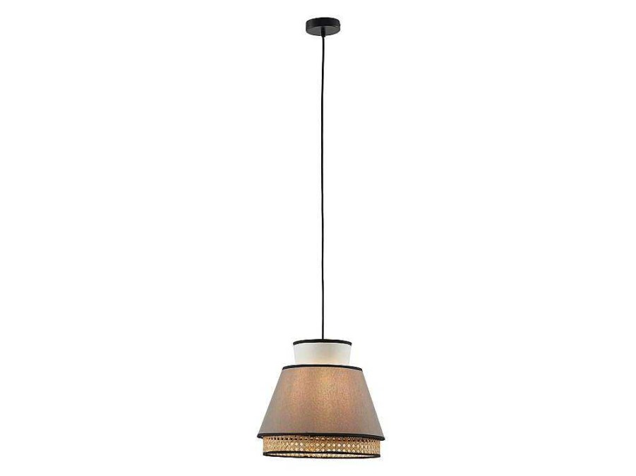 Candeeiro Suspenso | OZAIA Candeeiro De Teto Escandinavo Empalhado Cor Natural E Taupe De D.35 X A.120 Cm - Klaus