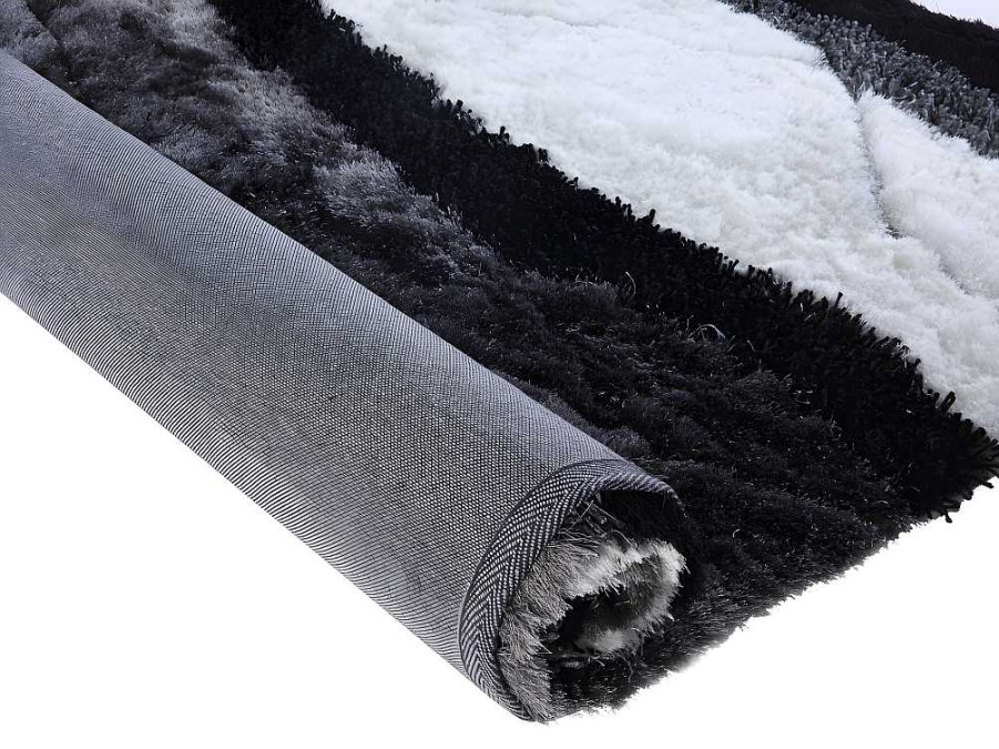 Promocoes Decoracao | OZAIA Tapete Shaggy Ecume - Poliester Tufado A Mao - Preto E Branco - 160*230 Cm