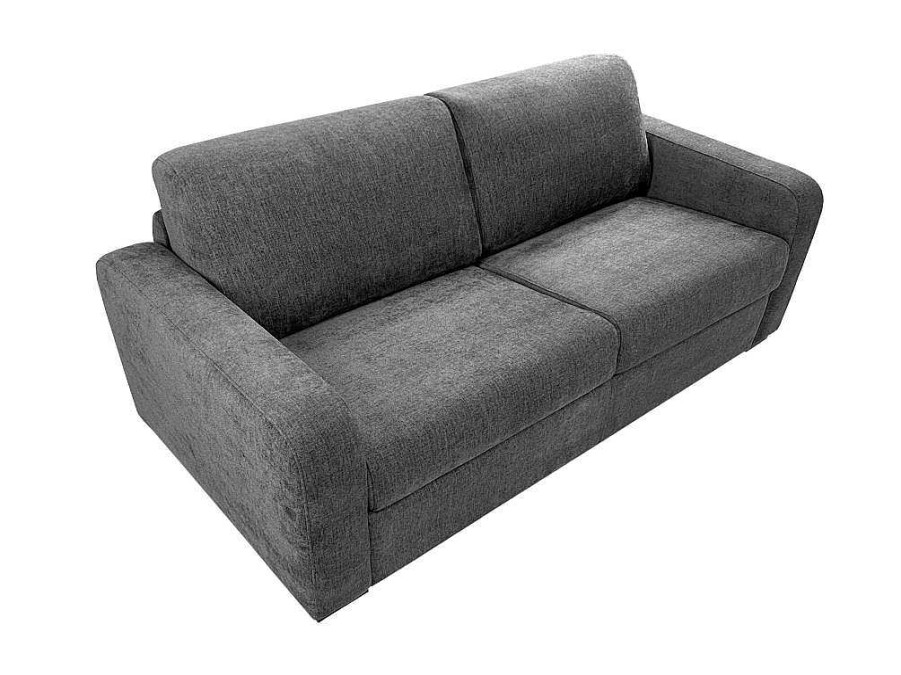 Sofa Cama De Abertura Rapida | Vente-unique Sofa De 4 Lugares Convertivel Abertura Rapida Tecido Matizado Cinza Antracite, Cama 160 Cm E Colchao 14 Cm - Bevis