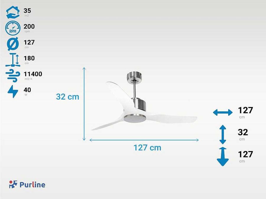 Ventilador | Purline Ventilador De Tecto Reversivel Termostato Regulavel Termostato Wifi Motor Dc Tectos Inclinados Controlo Remoto Adaptador De Luz De Tres Tons 2/3 Laminas Memoria Hipersilenciosa