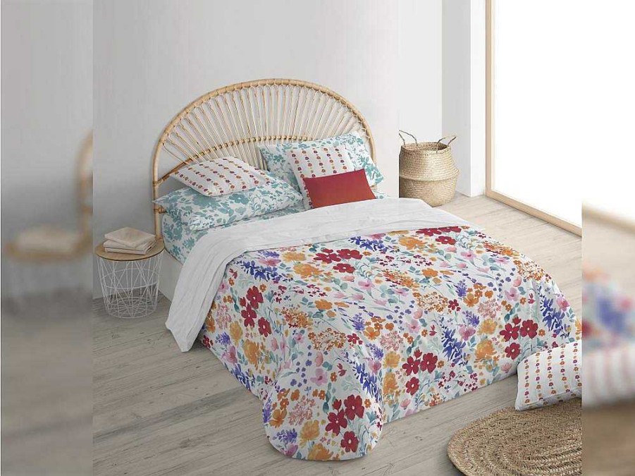 Textil De Casa | Purline Housse De Coussin 100% Coton 1 Piece Blanc Imprime Floral 50X50