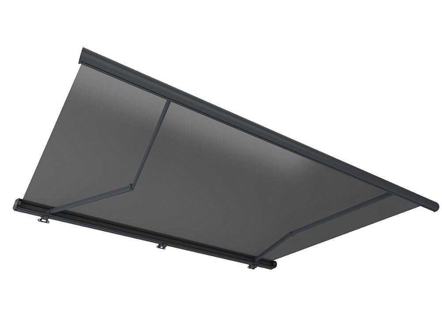 Toldo E Persiana De Exterior | Vente-unique Toldo Retratil Motorizado Com Leds E Caixa Integral 4 X 3,5 M, Lona Acrilico Antracite - Galaxa