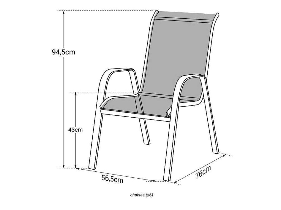 Conjunto Mesa E Cadeiras De Jardim | Happy Garden Conjunto De 6 Cadeiras Marbella Em Textileno Cinzento - Aluminio Cinzento Antracite