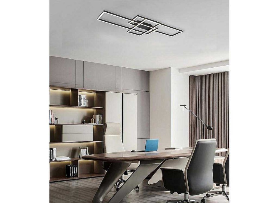 Luz De Teto | OZAIA Candeeiro De Teto Design Led Em Aluminio E Metal C104 X L42 Cm Preto - Harlow