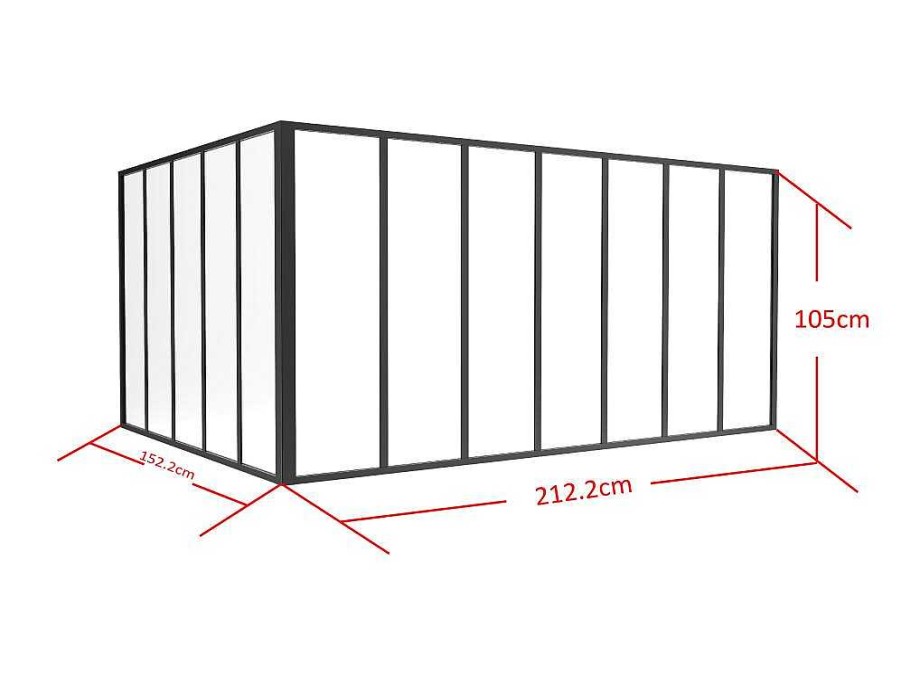 Divisoria De Ambiente | Vente-unique Divisoria De Canto De Atelier Em Aluminio Termolacado C210 X L150 X A105 Cm Preto - Bayview