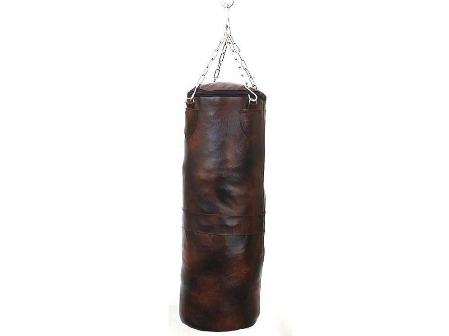 Estatua | OZAIA Saco De Boxe Pequeno Vintage Em Pele Tyson - A. 76 Cm - Castanho