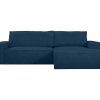 Sofa De Canto | Vente-unique Sofa De Canto Convertivel Em Veludo Canelado Azul Amelia Da Pascal Morabito Canto Direito