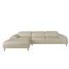 Sofa De Canto | Angel Cerda Sofa Chaise Longue Em Couro De Vaca Cinzento Taupe 6149