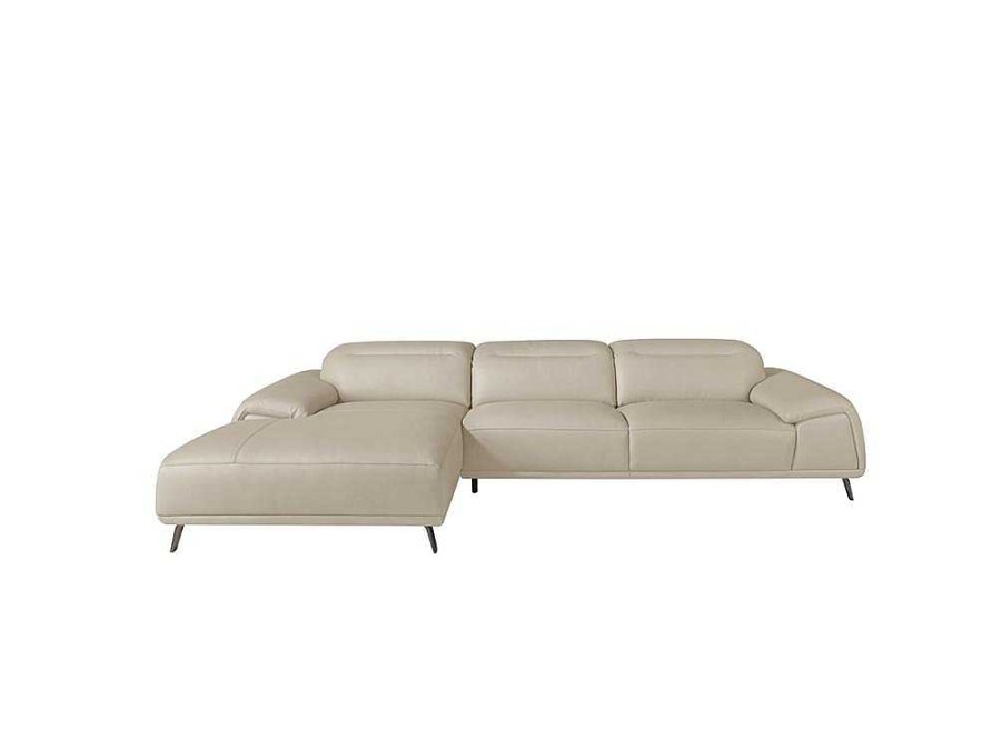 Sofa De Canto | Angel Cerda Sofa Chaise Longue Em Couro De Vaca Cinzento Taupe 6149