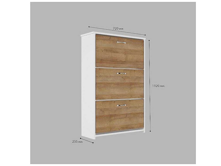 Sapateira | EPIKASA Armario De Sapatos Tea, Carvalho, Branco, 72X25,5X112 Cm, Epikasa