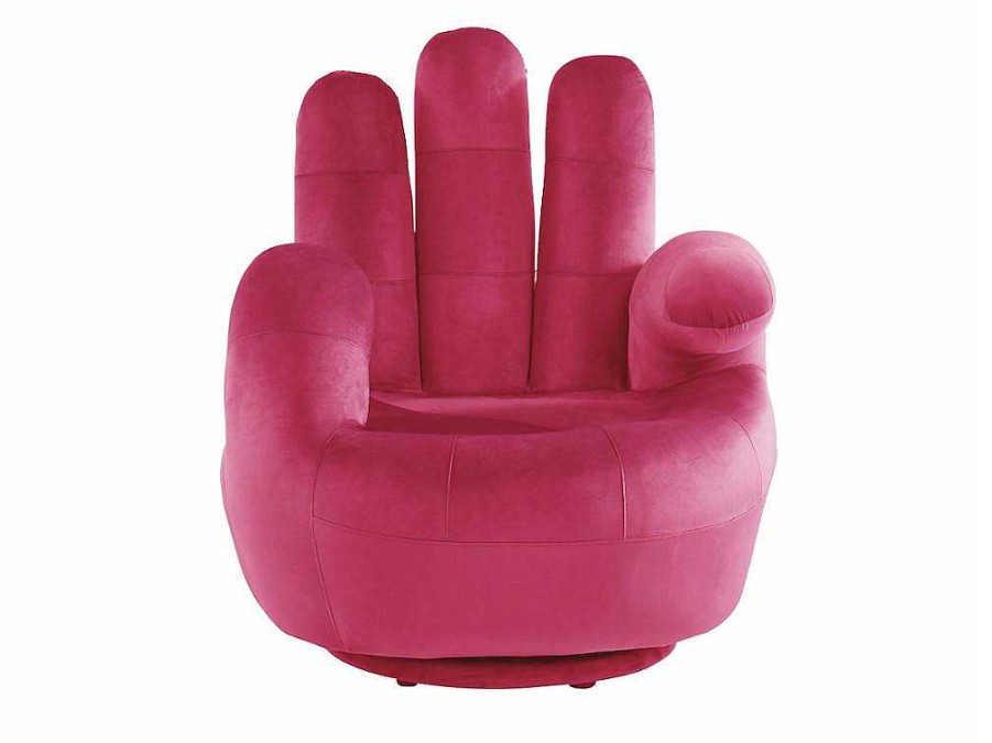 Poltrona Em Forma De Mao | Vente-unique Cadeirao Mao Giratorio Em Veludo Fucsia - Catchy