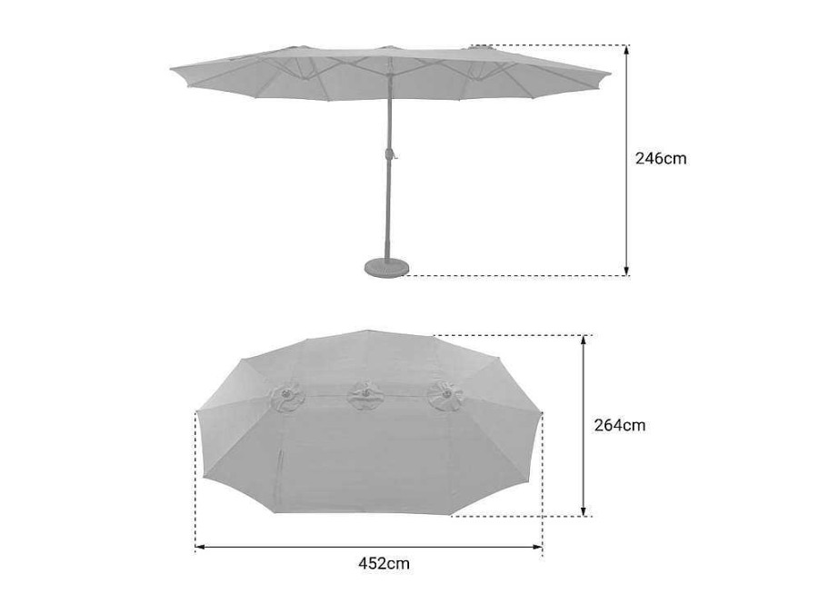 Guarda Sol | Happy Garden Guarda-Chuva Duplo 2,7X4,6M Linai Cinza