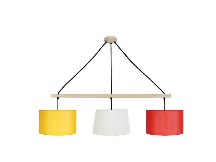 Lustre | TOSEL Suspensao Tosel Amesterdham Tecido Feixe Amarelo D80 X H80 Cm