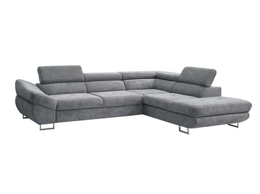 Sofa De Canto | Vente-unique Sofa De Canto Direito Convertivel Em Tecido Texturizado Cinzento - Dalias