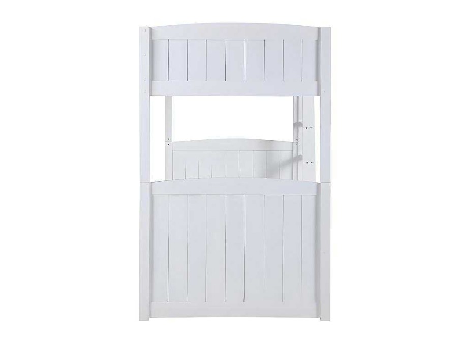 Beliche | Vente-unique Beliche Separavel De 2 X 90 X 190 Cm Com Espacos De Arrumacao Em Pinho Branco + Colchao - Anchise Ii