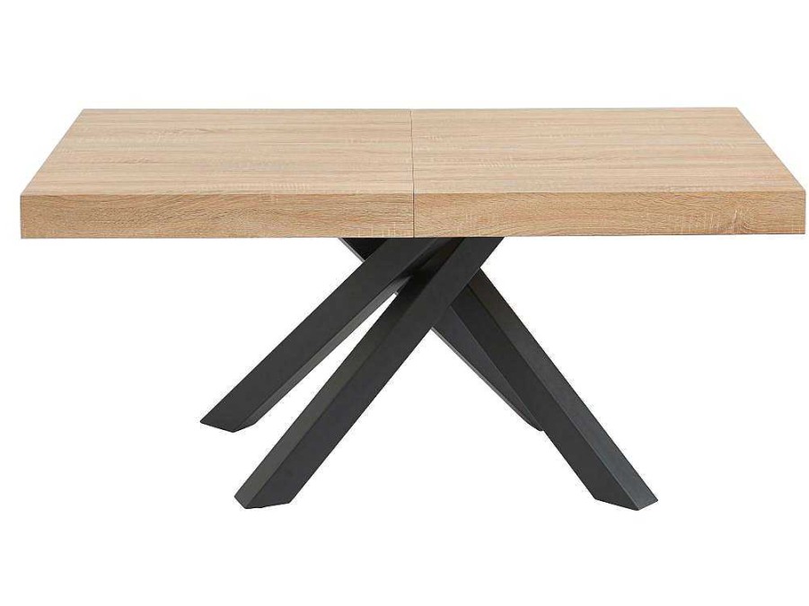 Mesa De Jantar | Vente-unique Mesa De Jantar Extensivel 6 A 10 Lugares Em Mdf E Metal Natural E Preto - Catonav