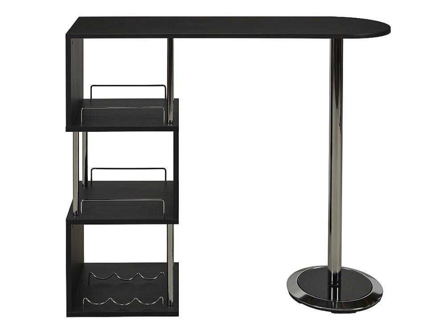 Movel De Bar | Vente-unique Movel Para Bar Aliseto - Mdf E Metal Cromado - Preto