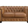 Sofa De 2 Lugares | LINEA SOFA Sofa Chesterfield 2 Lugares Brenton 100% Pele De Bufalo Superior Cor Caramelo Vintage