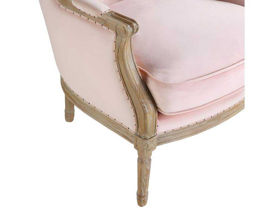 Poltrona Em Veludo | Vente-unique Cadeirao Em Veludo Rosa Pastel - Alienor