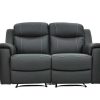 Sofa De Relaxamento Manual | Vente-unique Sofa De 2 Lugares Relax Em Pele Cinza - Evasion