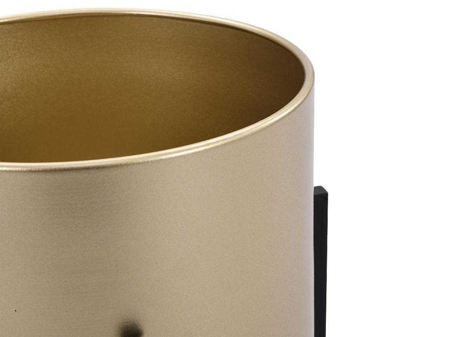 Objeto De Decoracao Interior | OZAIA Conjunto De 2 Vasos De Ornamentacao Com Base Em Metal De D. 25 X A. 39 E D. 23 X A. 35,5 Cor Dourado E Preto - Edmee