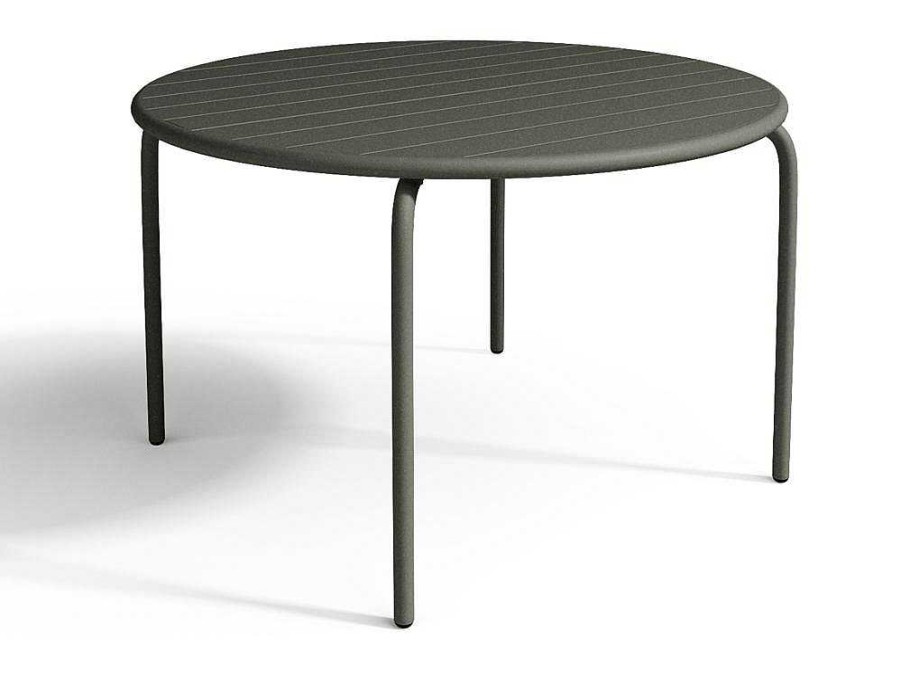 Conjunto Mesa E Cadeiras De Jardim | MYLIA Mesa Redonda De Jardim D. 110 Cm Em Metal Cinzento-Escuro - Mirmande