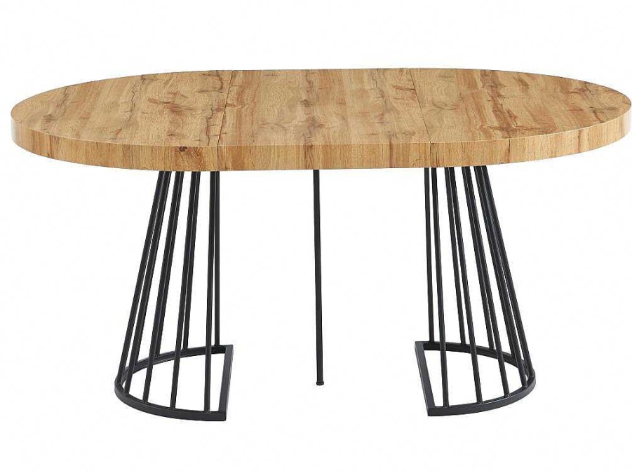 Mesa De Jantar | Vente-unique Mesa De Jantar Extensivel De 2 A 12 Lugares Em Mdf E Aco Natural E Preto - Firela