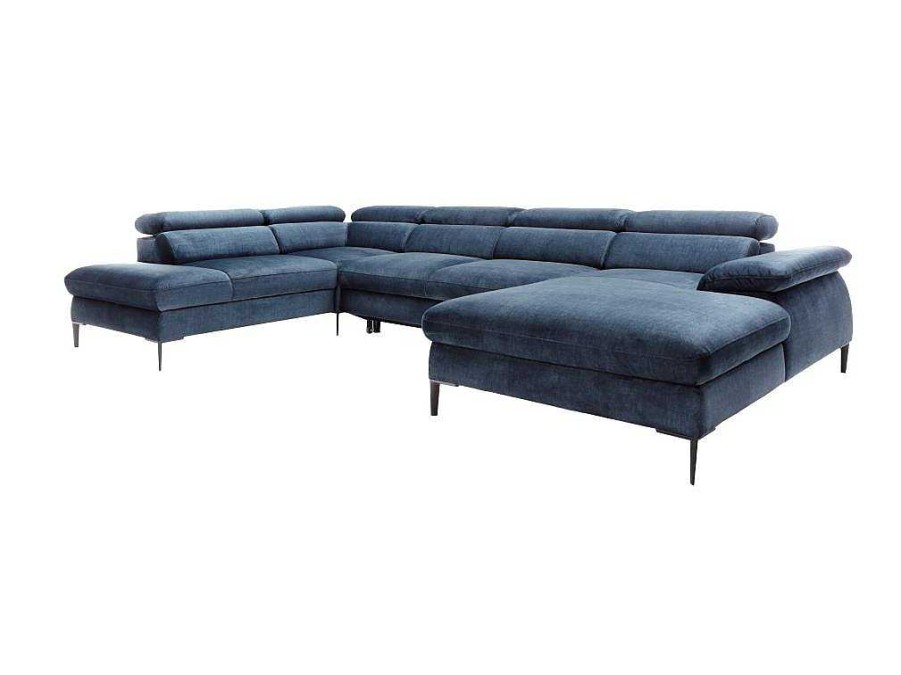 Sofa Panoramico | PASCAL MORABITO Grande Sofa De Canto Direito Panoramico Convertivel Veludo Azul-Escuro - Sepina De Pascal Morabito