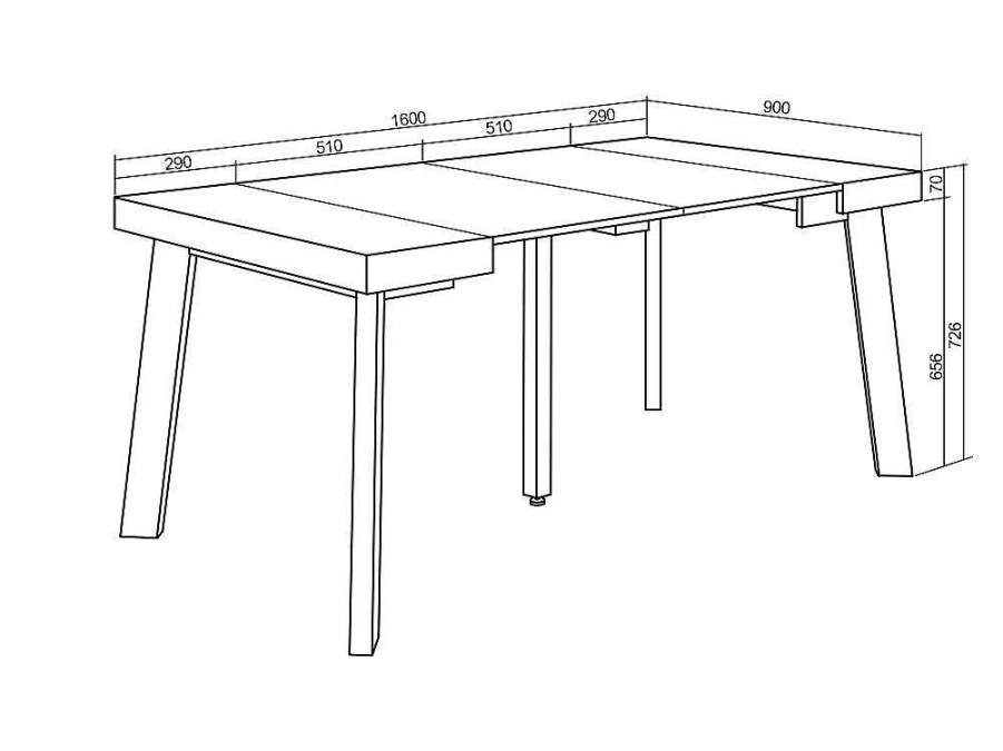 Consola | Skraut Home Mesa Consola Extensivel, 160, Para 8 Pessoas, Pes De Madeira, Preto