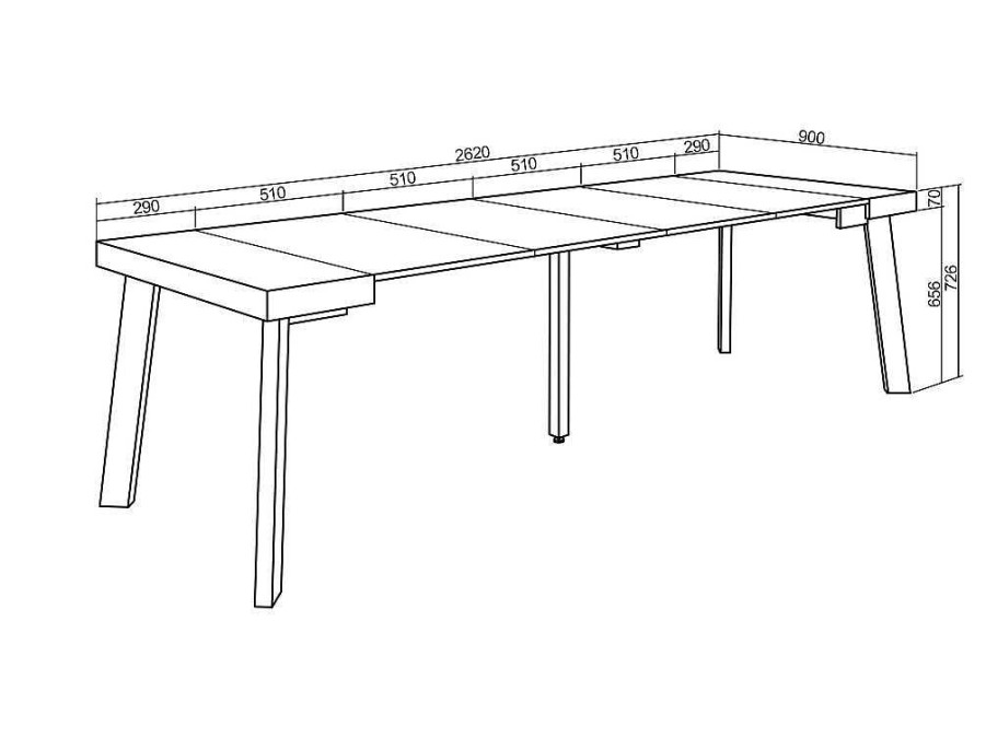 Consola | Skraut Home Mesa Consola Extensivel, 260, Para 12 Pessoas, Pes De Madeira, Carvahlo