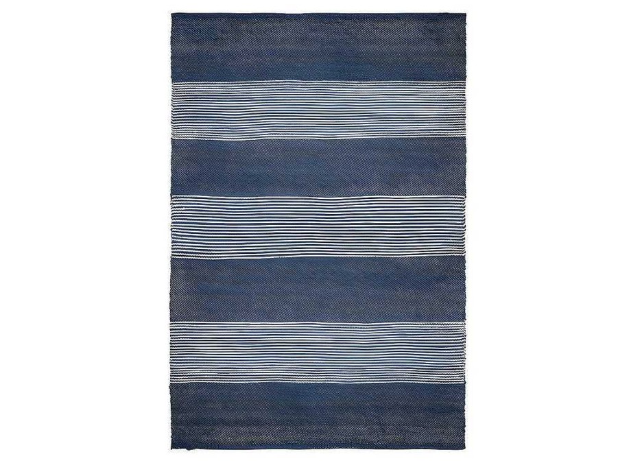 Tapete De Sala | OZAIA Tapete Em Juta Tecida A Mao De 160 X 230 Cm Cor Azul-Marinho E Branco - Kochi