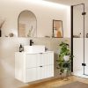 Movel Para Lavatorio | Vente-unique Movel Suspenso Para Colocar Sob O Lavatorio Estriado Branco C80 Cm - Zevini