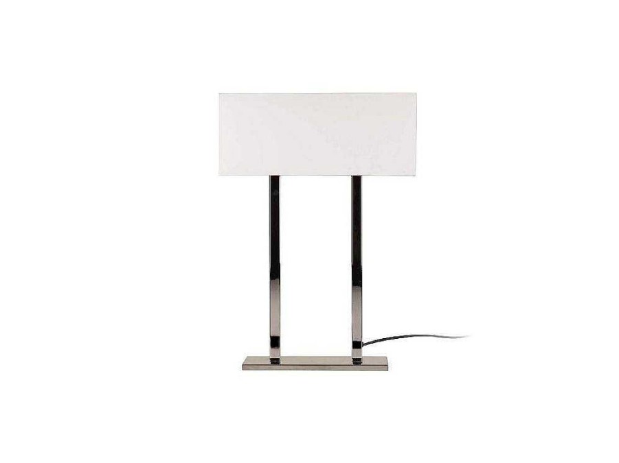 Candeeiro De Mesa | EPIKASA Candeeiro De Mesa Vicenza, Cromado, Branco, 35 X 15 X 52 Cm, Epikasa