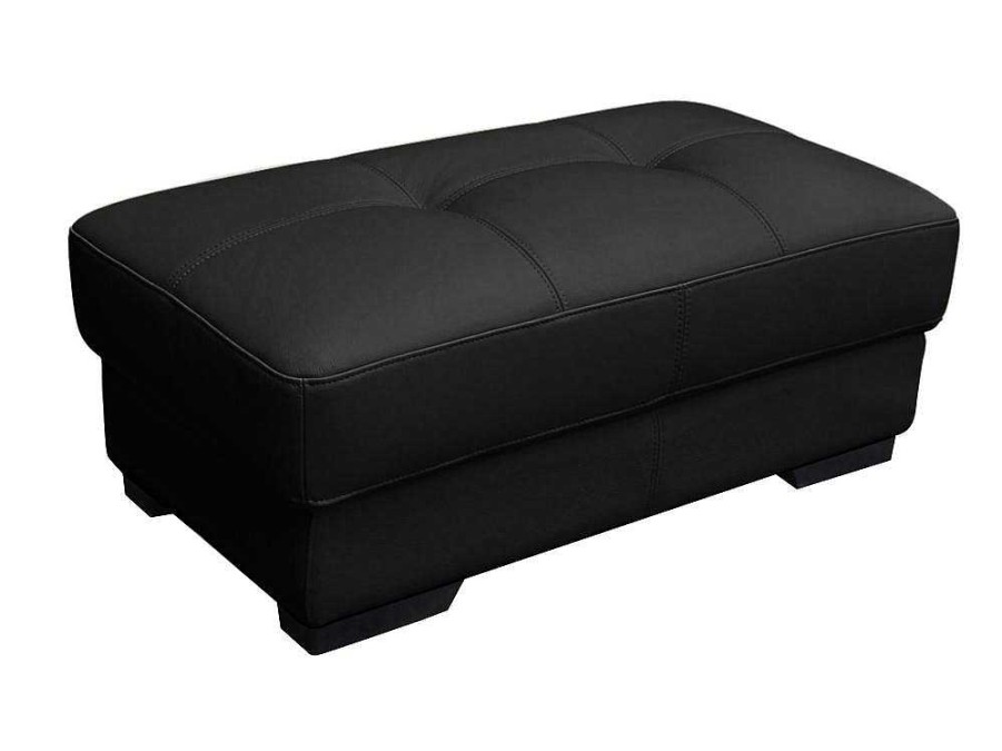 Puff | LINEA SOFA Pufe Em Pele Preto - Metropolitan Ii