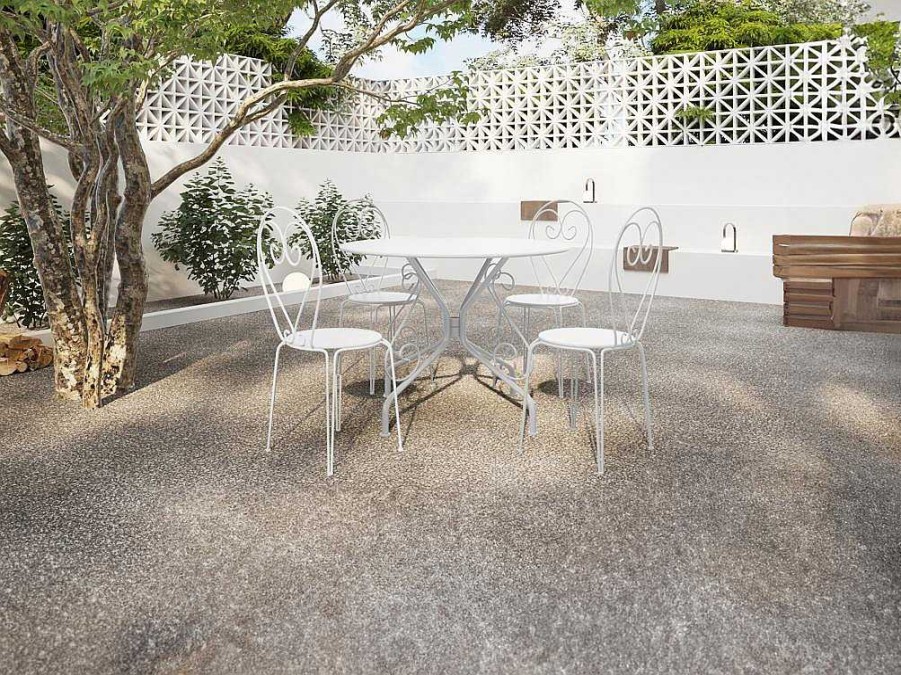 Conjunto Mesa E Cadeiras De Jardim | MYLIA Mesa De Jardim D.120 Cm Metal Estilo Ferro Forjado Branco - Guermantes De Mylia