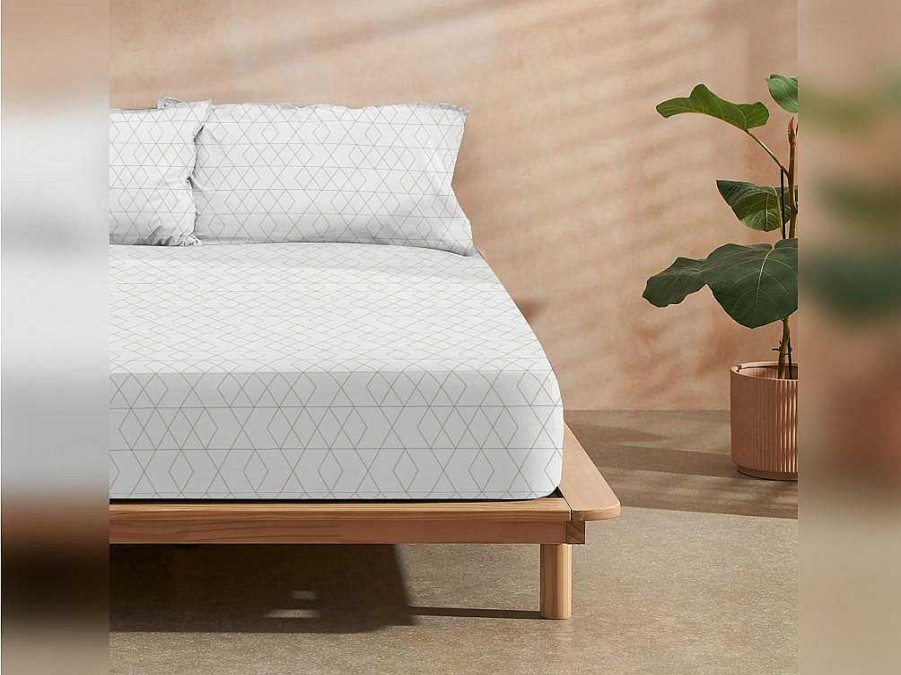 Roupa De Cama | Purline Lencol De Algodao 100 Algodao Branco Com Linhas Verdes