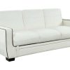 Sofa Cama Clic-Clac E Dobravel | Vente-unique Sofa De 3 Lugares Convertivel Em Pele Sintetica Naty - Branco