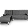 Sofa Cama Clic-Clac E Dobravel | Saldosystocks Sofa Chaise Longue Aroa-Xs, Tecido Conversivel De 3 Lugares Em Camacolor Cinza/Escuro, 198X150Cm