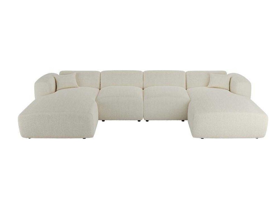 Promocoes Sofas & Poltronas | Maison Céphy Grande Sofa De Canto Panoramico Tecido Boucle Branco - Pogni De Maison Cephy