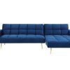 Sofa Cama Clic-Clac E Dobravel | Vente-unique Sofa De Canto Convertivel Reversivel Clic-Clac Em Veludo Azul-Real - Nieto