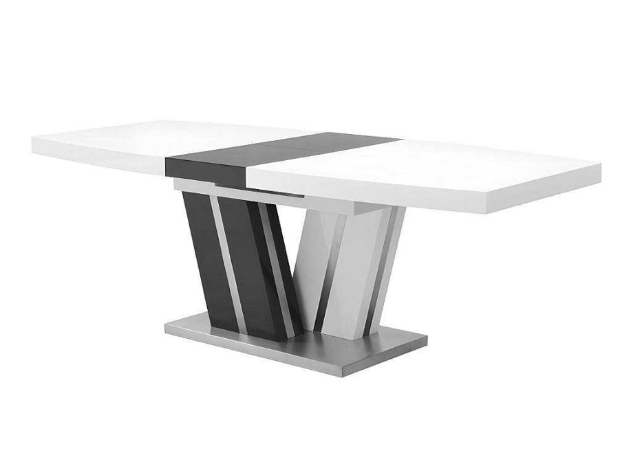 Mesa De Jantar | Vente-unique Mesa De Refeicoes Extensivel Noami Ii - 6 A 8 Lugares - Mdf Lacado Cinzento E Branco