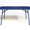 Conjunto Mesa E Cadeiras De Jardim | MYLIA Mesa De Jardim C. 160 Cm Em Metal Azul-Escuro - Mirmande