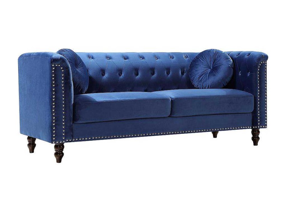 Sofa De 3 Lugares | Vente-unique Sofa De 3 Lugares Em Veludo Azul-Real Turner