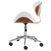 Cadeira De Escritorio | Vente-unique Cadeira De Secretaria De Altura Ajustavel Em Pele Sintetica Branco E Castanho Noz - Montenegro