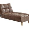 Chaise Longue | Vente-unique Chaise Longue Clic Clac Em Microfibra De Efeito Envelhecido Castanho Vintage - Esteban