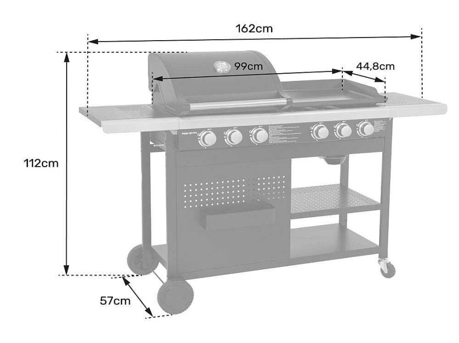 Barbecue, Braseiro De Jardim, Plancha | Happy Garden Vesuvio Duo Barbecue A Gas - 3 Queimadores + Plancha 3 Queimadores